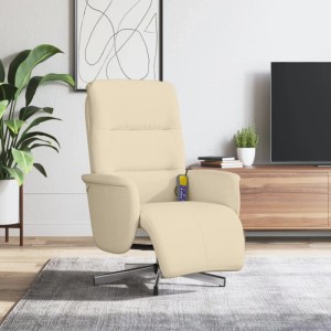 vidaXL Massagesessel mit Fußteil Creme Stoff 356579