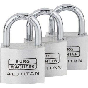 Burg Wächter Vorhangschloss-Set: 3 gleichschließende Aluminium-Vorhängeschlösser mit Stahlbügel.
