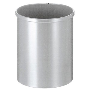 Silberner, runder PROREGAL Metall Papierkorb, 15 Liter.