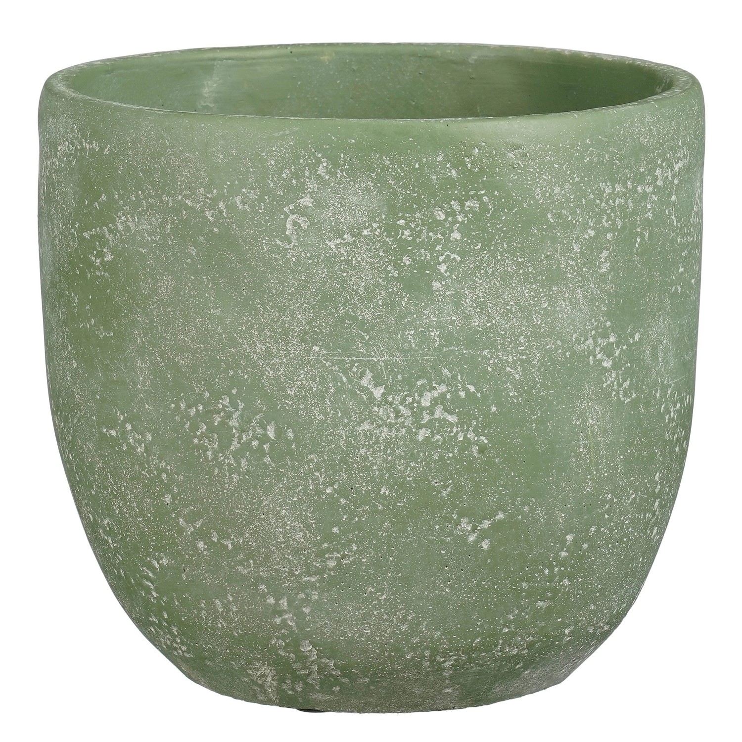 Grüner Mica Decorations Übertopf Jimmy, Ø 17 cm, aus robustem Zement für Innen- und Außenbereich.