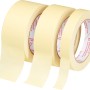 Flachkrepp Klebeband Set, 3 Rollen in Gelb, verschiedene Breiten für Malerarbeiten.