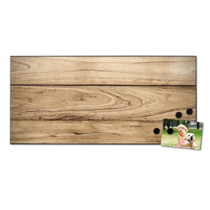Banjado Magnettafel 78x37cm mit Holzplanken-Motiv, inkl. Magnete und Foto. Wanddekoration für Notizen.