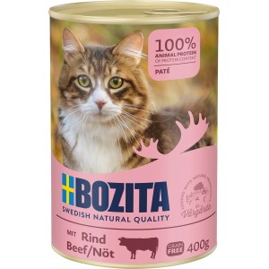 Bozita Katzen-Nassfutter Paté mit Rind, 400g Dose. Getreidefreies Alleinfutter für Katzen.