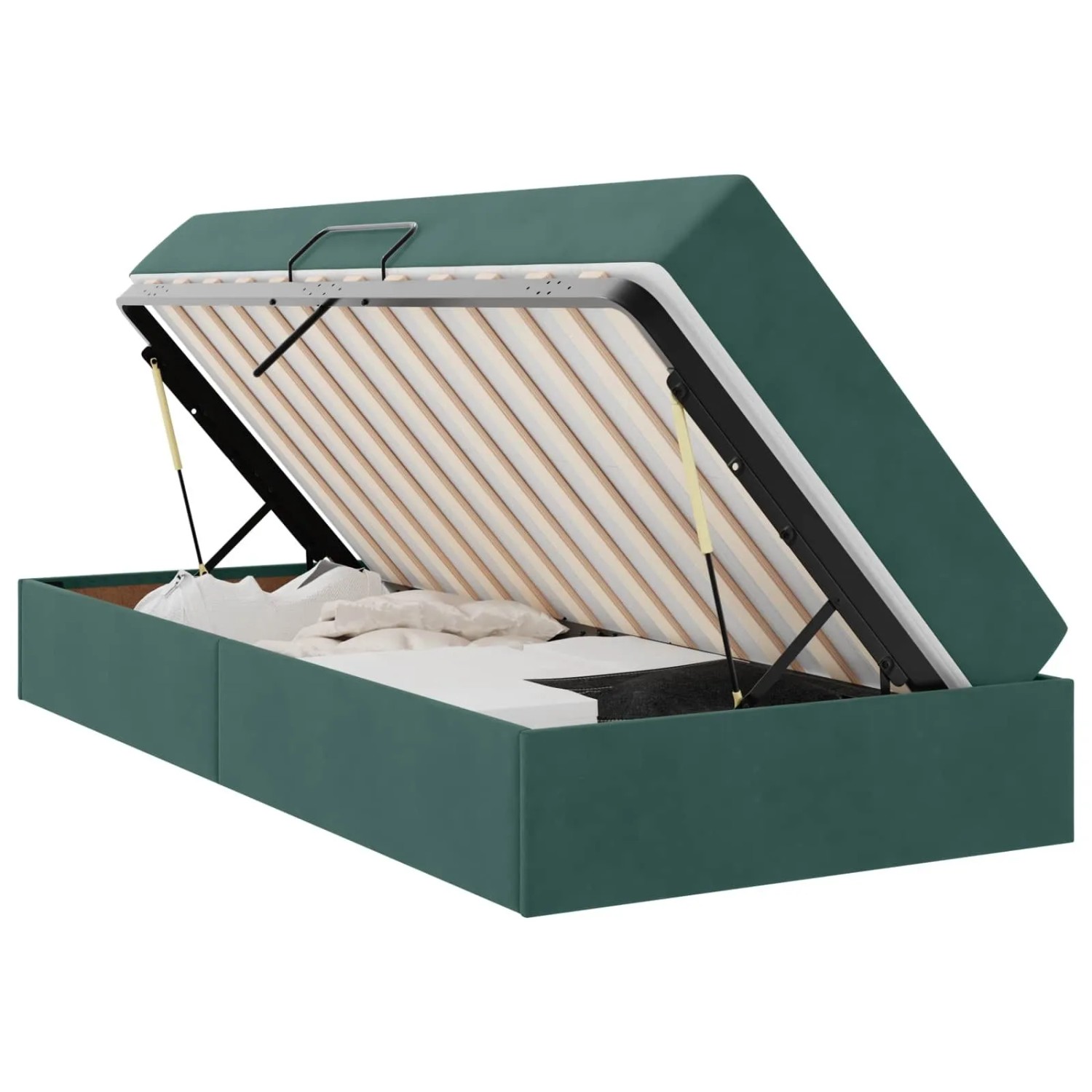 vidaXL Aufbewahrungsbett mit Matratze Dunkelgrün 90 x 190 cm Samt 3399691