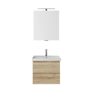 Pelipal Badmöbel-Set Serie 4035 in Riviera Eiche mit Spiegel und LED-Leuchte.