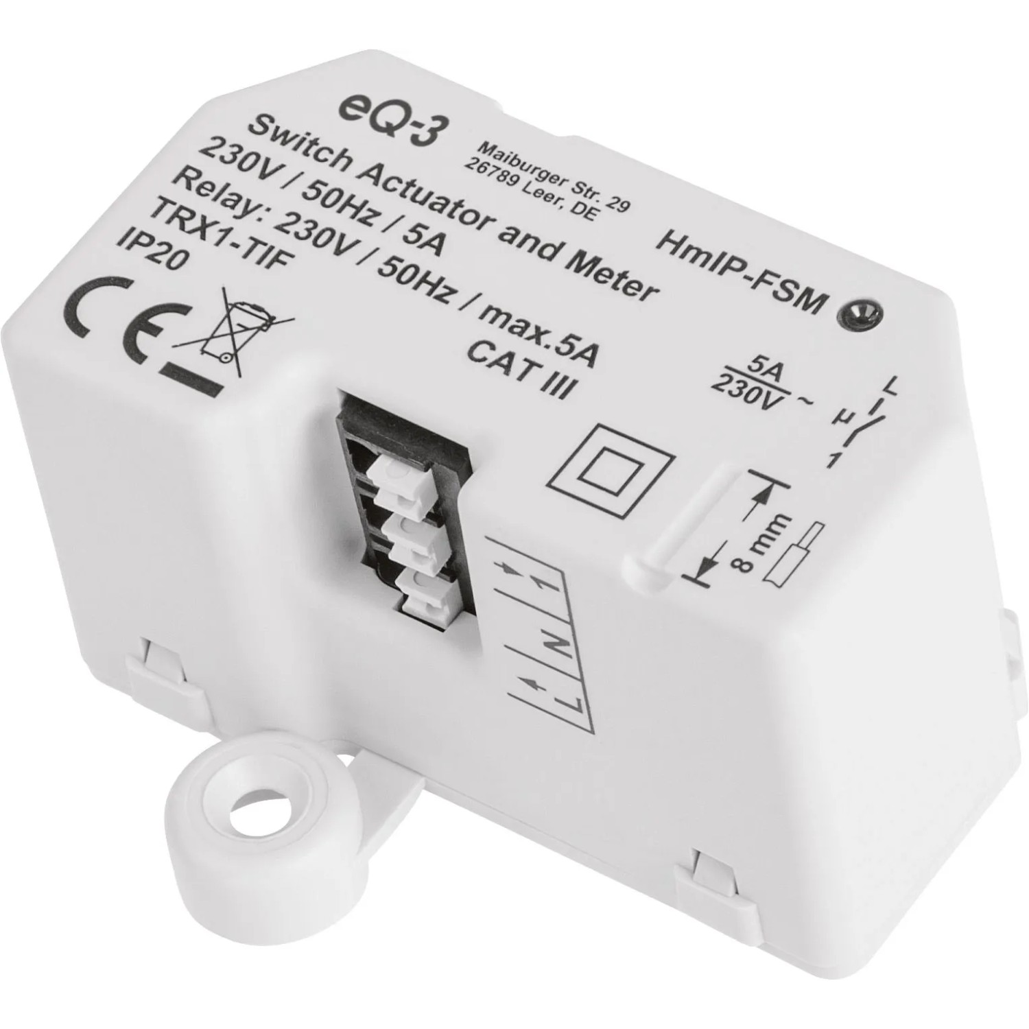 HmIP Schalt-Mess-Aktor (16 A) für die Hausautomation, Unterputzmontage.