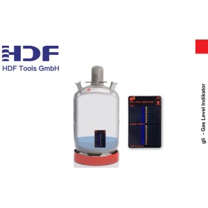 Gas Level Indikator zur Füllstandsanzeige an Gasflasche, Anbringung außen.