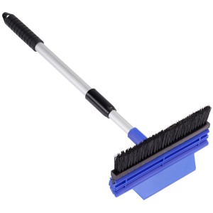 LUX Schneebesen mit Teleskop-Eiskratzer, blau, mit Aluminiumstiel, teleskopierbar.