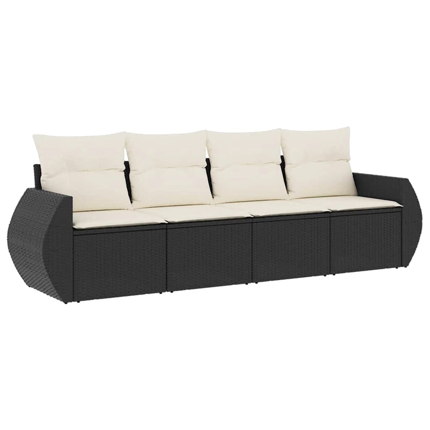 vidaXL 4-Tlg Garten-Sofagarnitur mit Kissen Schwarz Poly Rattan 3253413 günstig online kaufen