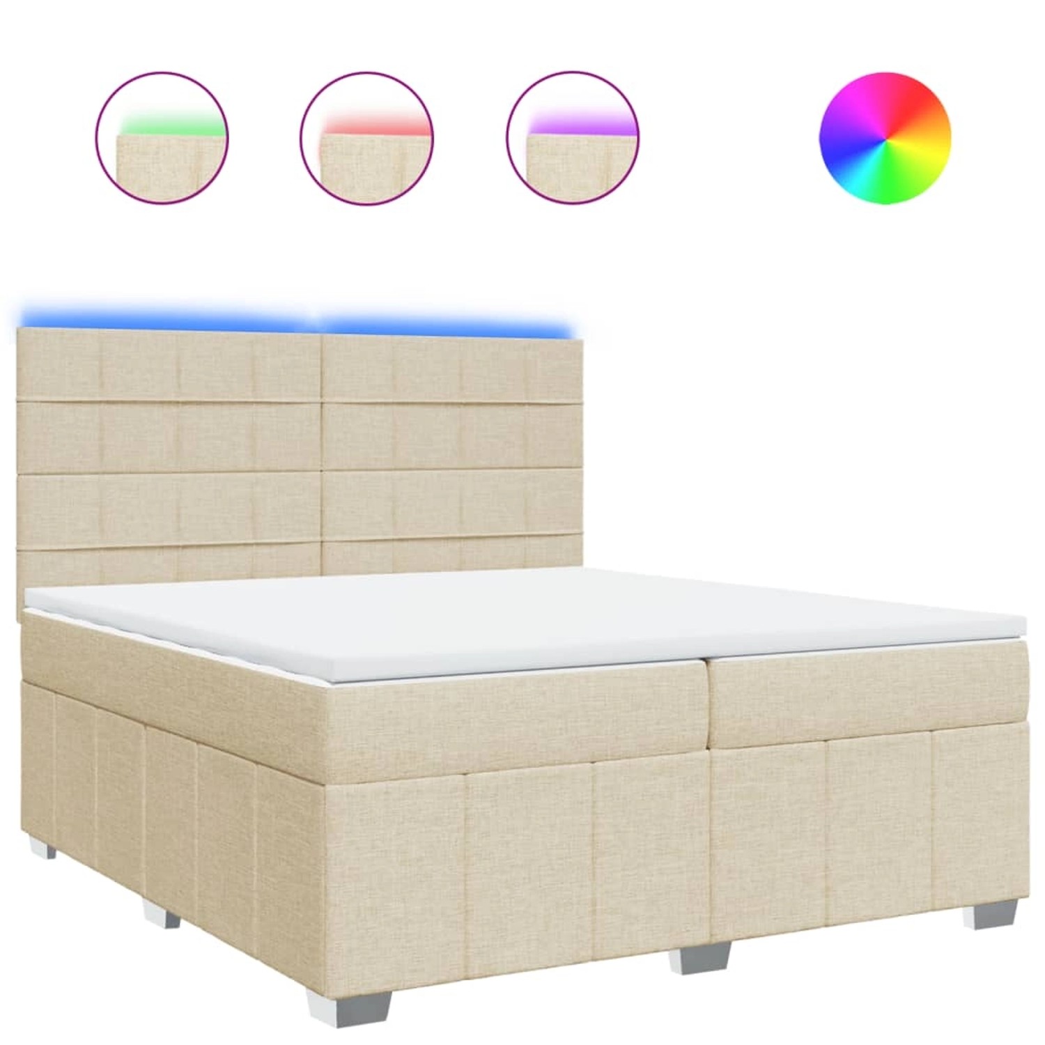 vidaXL Boxspringbett mit Matratze Creme 200x200 cm Stoff 3294080 günstig online kaufen
