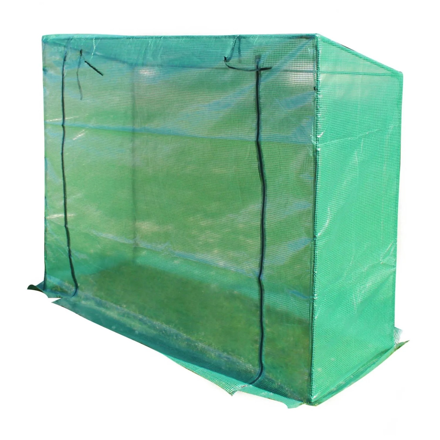 Grünes Foliengewächshaus 200x77x169cm mit Metallrahmen und aufrollbarer Tür. Für Tomaten & Pflanzen.