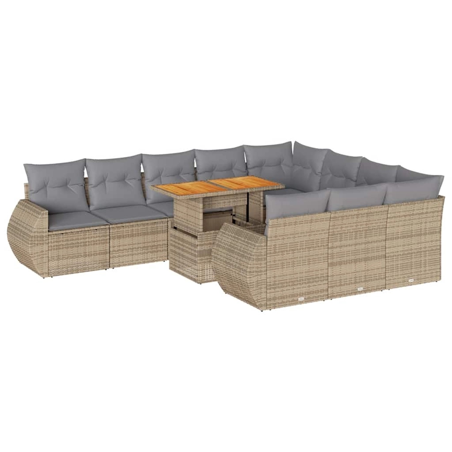 vidaXL 11-Tlg Garten-Sofagarnitur mit Kissen Beige Poly Rattan 3327314 günstig online kaufen