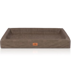 Knuffelwuff Hundebett Austin XXL, orthopädisch, braunes Kunstleder.