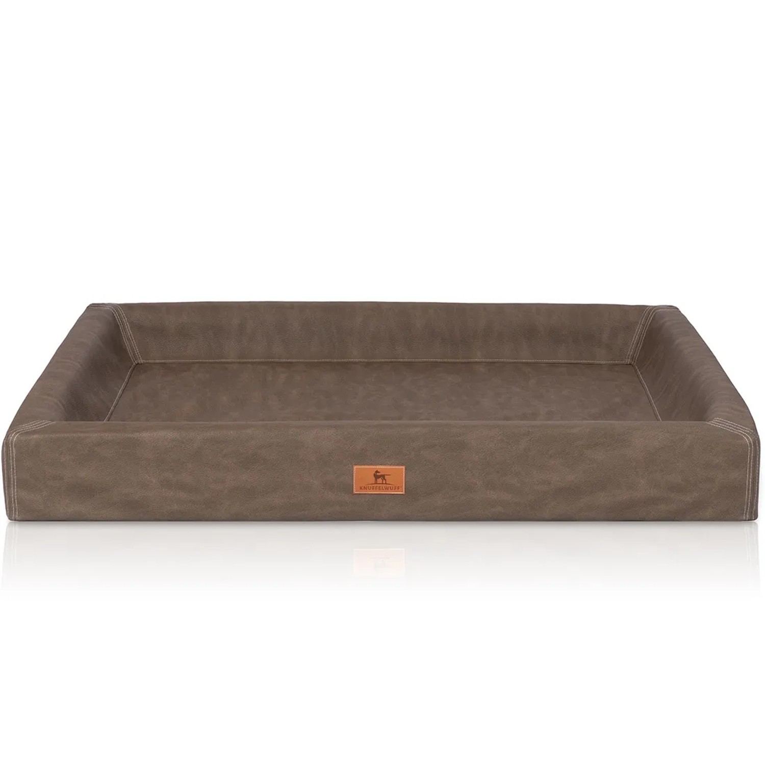 Knuffelwuff Hundebett Austin XXL, orthopädisch, braunes Kunstleder.