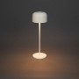 Weiße Konstsmide LED Tischleuchte Lille, 36 cm hoch, für Innen & Außen. Dekorative Außenleuchte mit USB.