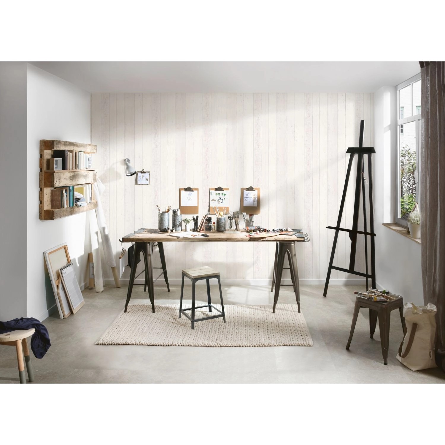A.S. Création Tapete Holzoptik Weiß und Grau 53 cm x 10,05 m AS-855046 günstig online kaufen