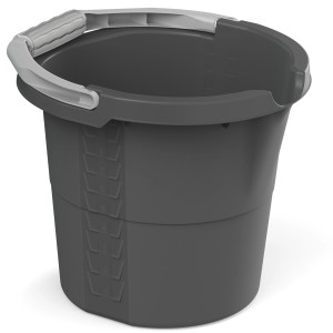 Rotho Skaleneimer Daily, 10 l, Anthrazit. Kücheneimer mit Skala und Softgriff.