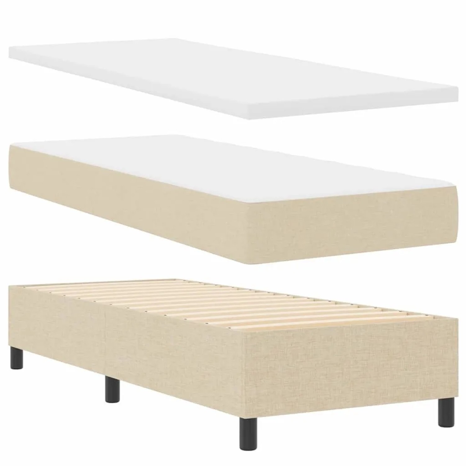 vidaXL Boxspringbett Creme 80 x 200 cm Stoff & Holzwerkstoff 3344105
