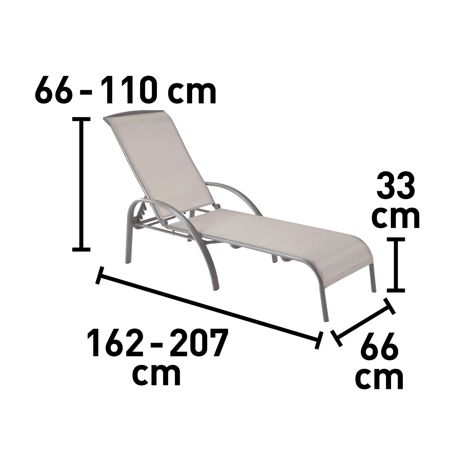 Sonnenliege Vigo aus Textilen Grau