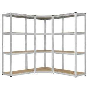 Juskys 3er Regalsystem mit Eckregal und zwei Schwerlastregalen, 12 Böden, verzinkt.