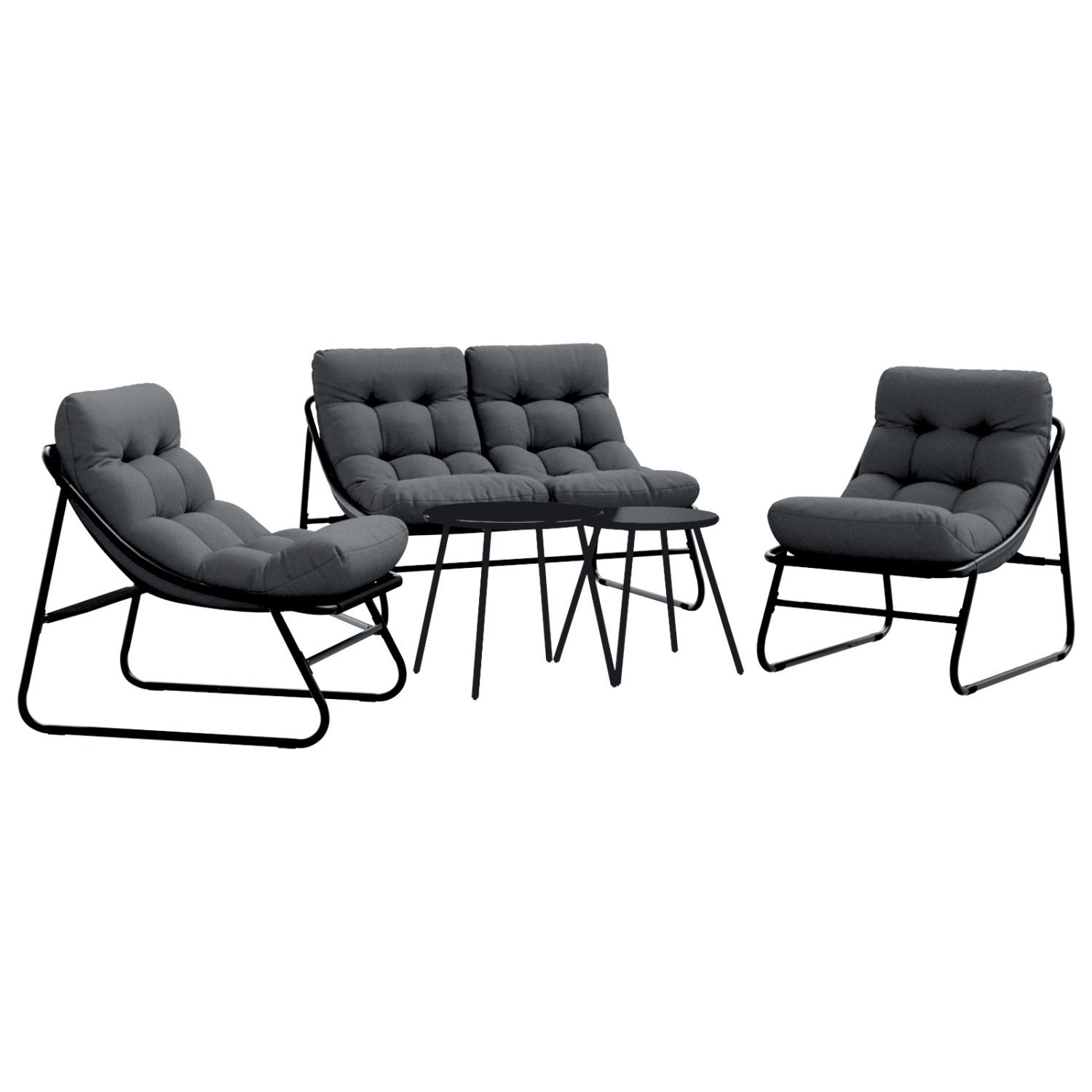 vidaXL Garten Essgruppe 5-Tlg Schwarz Stahl 3378837 günstig online kaufen