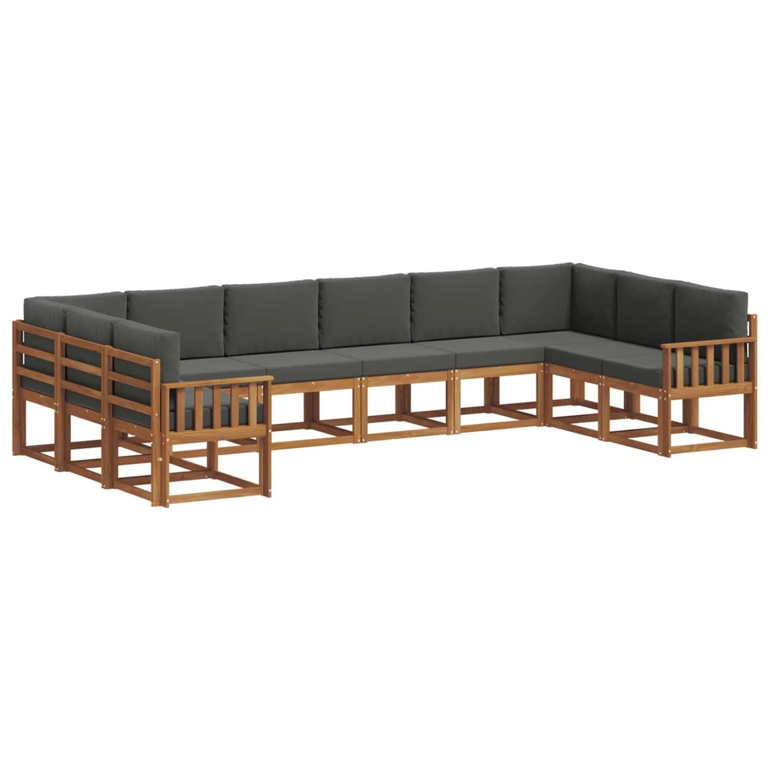 vidaXL Outdoor-Sofagarnitur mit Kissen 10-Tlg Natur und Anthrazit 3367050