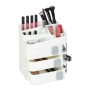 Weißer Relaxdays Kosmetikorganizer aus Kunststoff mit Schubladen und Fächern für Make-up.