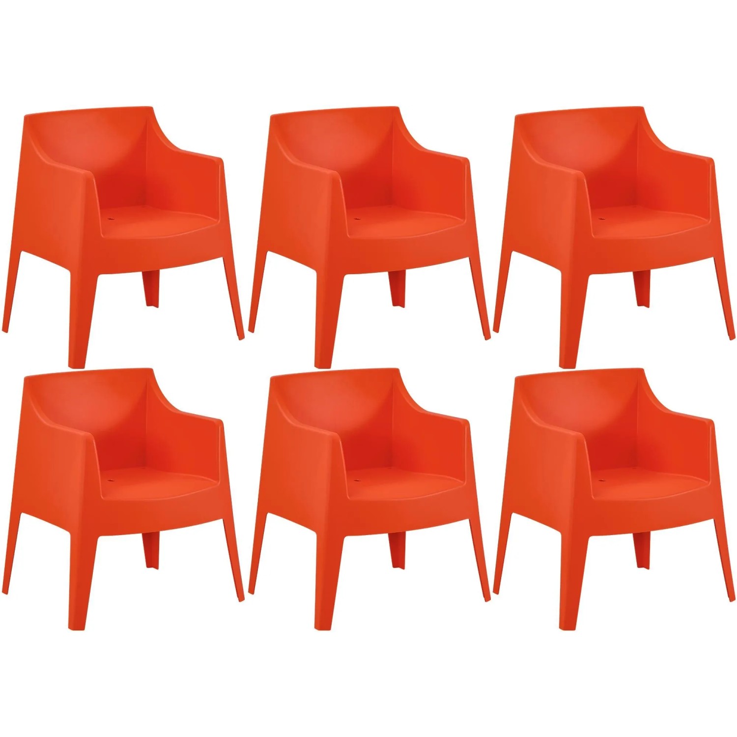 DELUKE Gartenstuhl HENRI 6er Set 73x57x78cm Kunststoff Orange Stapelstuhl Loungestuhl Garten Outdoor-Stuhl