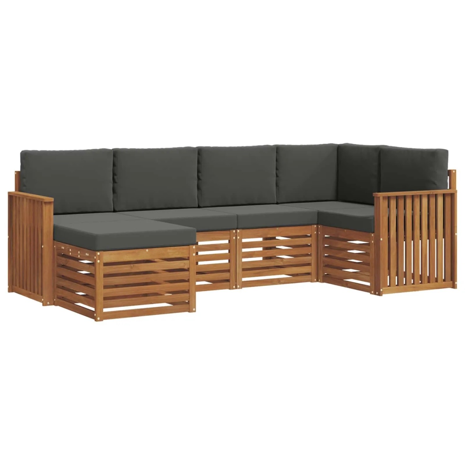 vidaXL Sofagarnituren 6 Tlg Natur und Anthrazit Massivholz Akazie 3375087