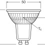 Technische Zeichnung Osram LED GU10 Reflektor, Maße: 5,4 x 5 cm (H x Ø).