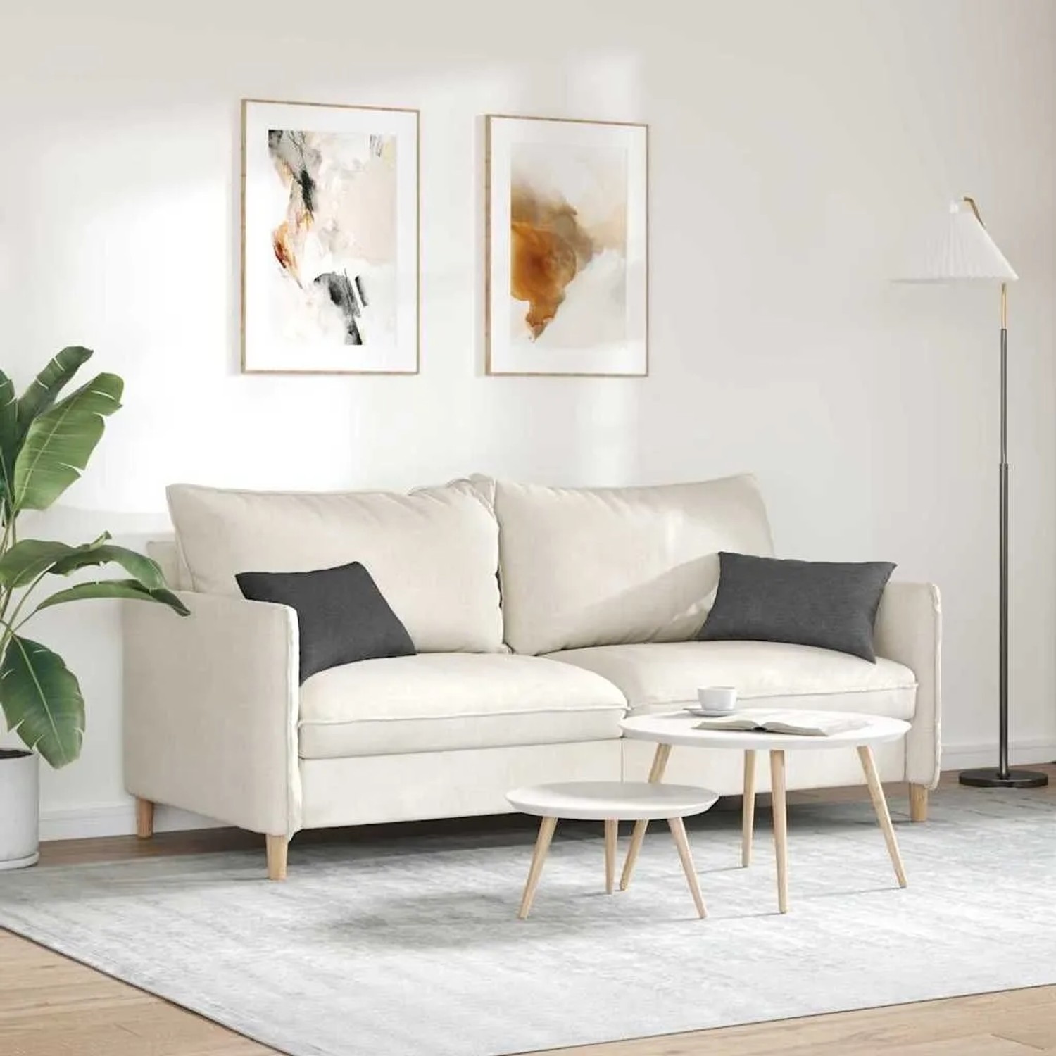 Zwei dunkelgraue vidaXL Sofakissen aus Cordstoff, 50x30 cm, auf hellem Sofa im modernen Wohnzimmer.