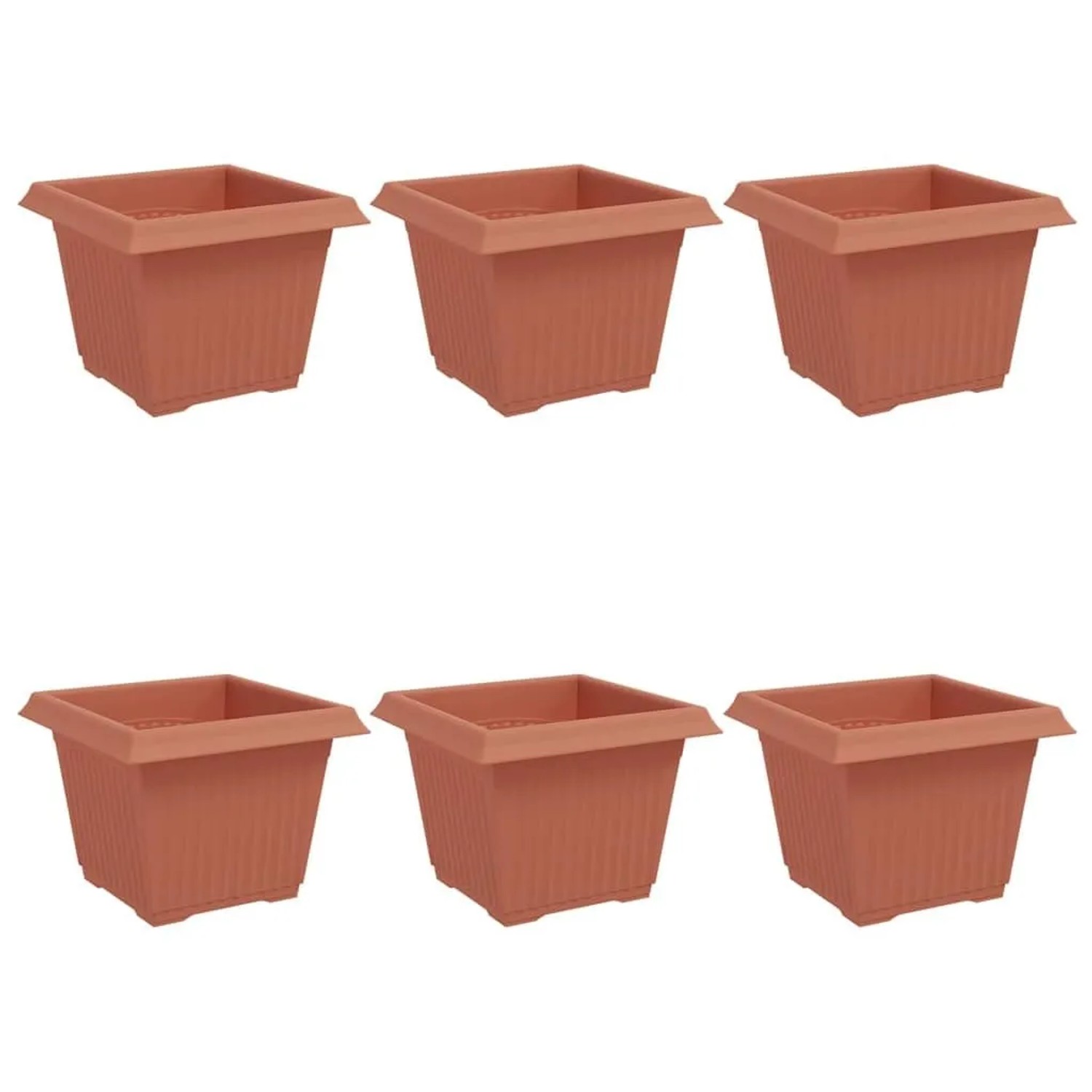 vidaXL Quadratischer Blumentopf 6 Stk Ziegelrot 23 x 23 x 17,5 cm 42020329