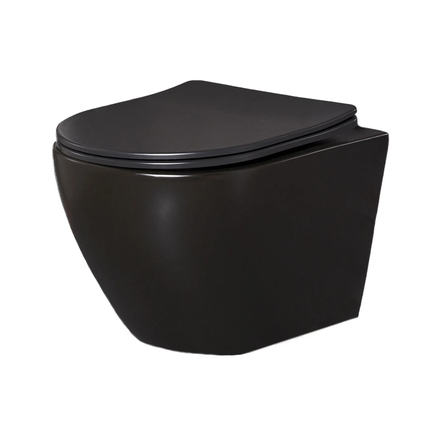 Bad Land WC SET Vorwandelement Geberit Duofix + Toilette ROLO Schwarz + Platte in Schwarz_2
