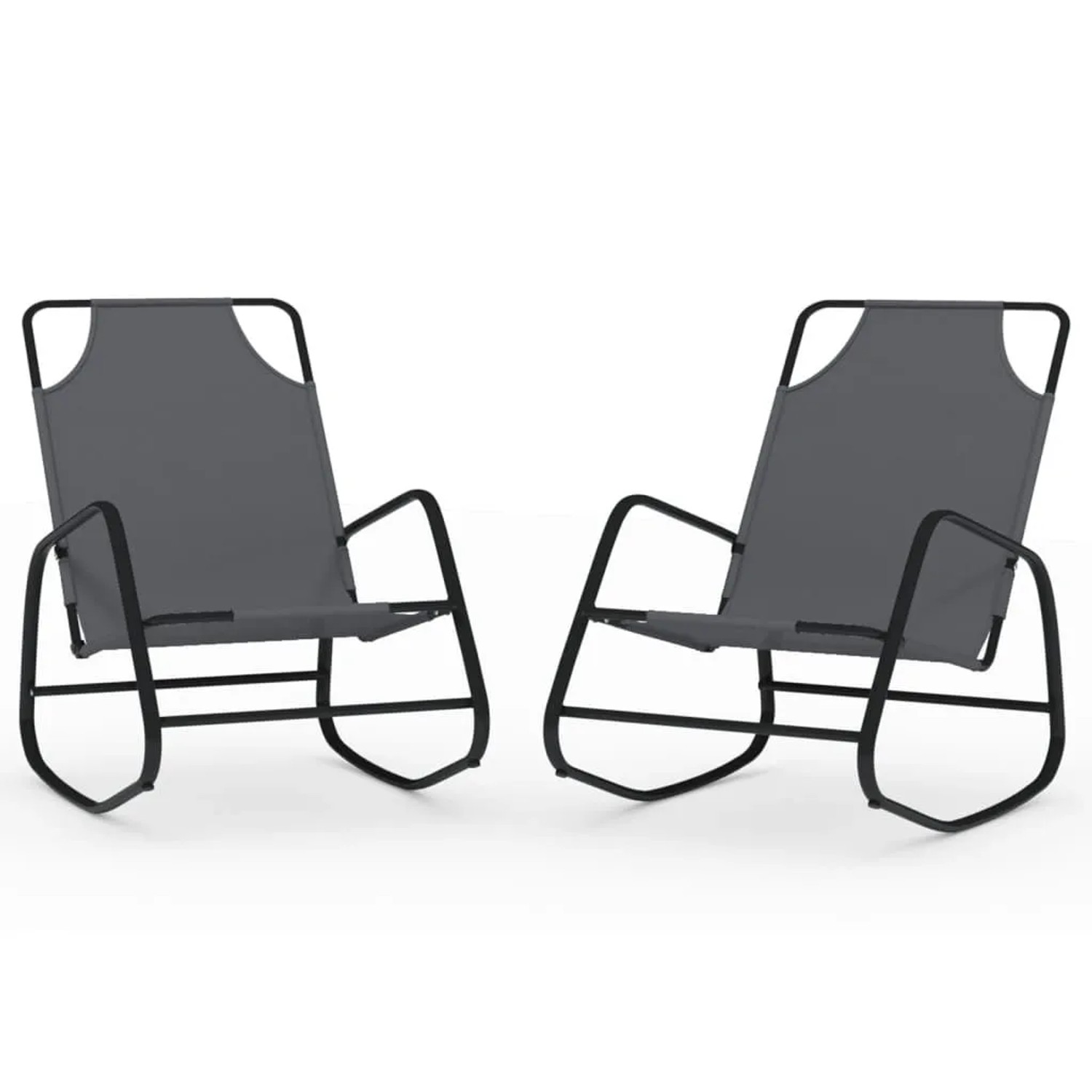 Furnicato Schaukelliegen 2 Stk Aus Pulverbeschichtetem Stahl Und Textilene 89 X 58 X 935 Cm Grau