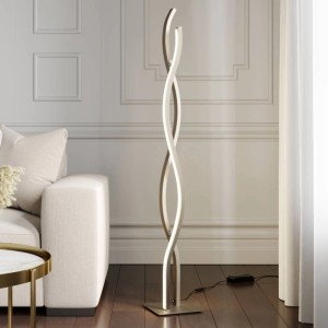 Lucande LED Stehlampe Mairia 9639183 Dimmbar Modern in Alu aus Aluminium 2-flammig Wohnzimmerleuchte