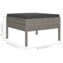 Fußstütze aus grauem Poly Rattan mit anthrazitfarbenem Kissen, Teil des vidaXL Garten-Lounge-Sets.