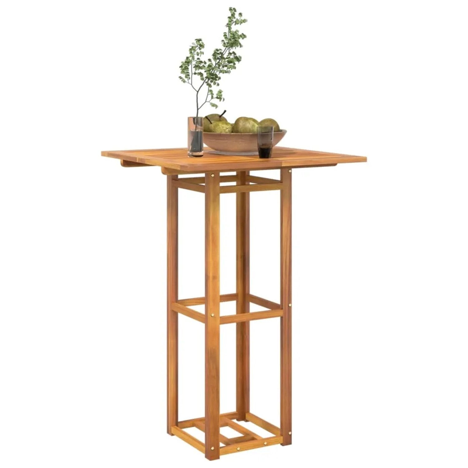 Bistrotisch aus Akazienholz, 75x75x110 cm, ideal für Garten und Terrasse.