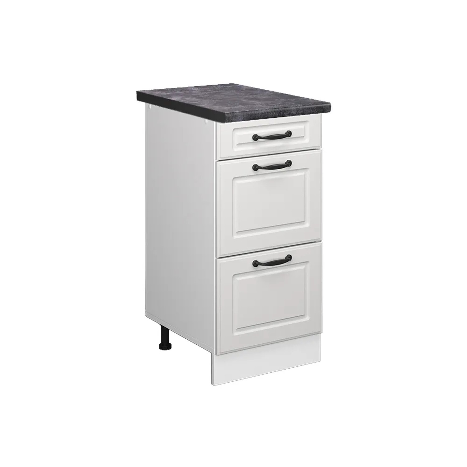 Vicco Küchenunterschrank R-Line Weiß Landhaus/Weiß 40 cm mit Schubladen AP Anthrazit
