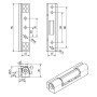Technische Zeichnung: SOTECH Fensterband 95 mm, Aluminium, weiß, mit Maßangaben.