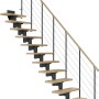 Dolle Mittelholmtreppe Cork, Ahorn/Anthrazit, mit Geländer. Gerade Innentreppe, bis 270cm Geschosshöhe.