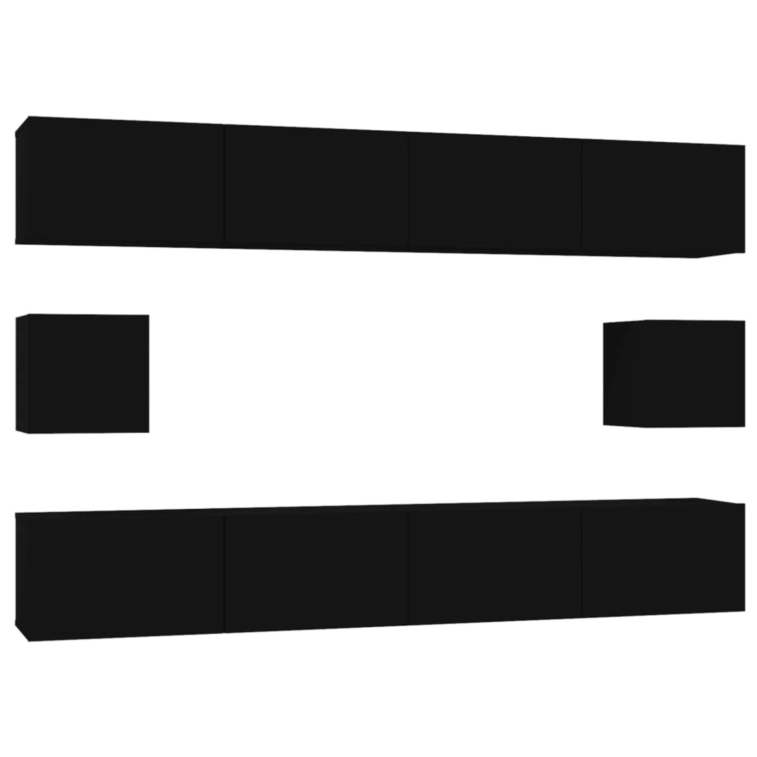 vidaXL 6-Tlg TV-Schrank-Set Schwarz Holzwerkstoff 3114367
