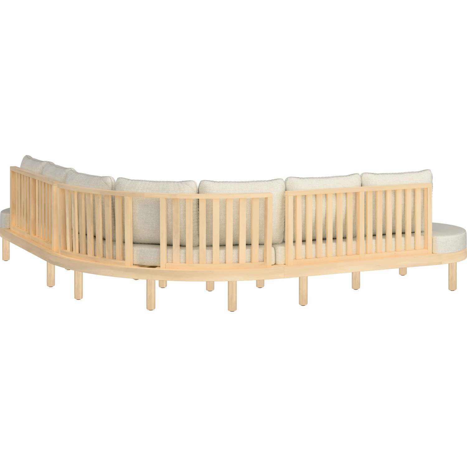 Modulare Gartenlounge Waldport, 4-teilig aus Akazienholz mit beigen Kissen.