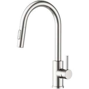 AICA Säulenbrause-Wasserhahn Silber Zwei Wasserauslassmodi Küche Mischbatterie Ausziehbar 360° Drehbar Einhand-Spültischarmatur Bad Küchenarmatur