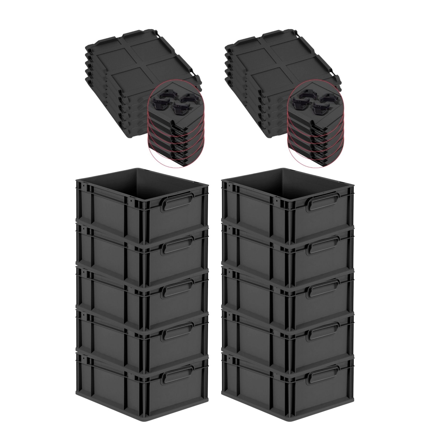PROREGAL SuperSparSet 10x Eurobox Nextgen Grip Mit Auflagedeckel Und Schwar günstig online kaufen