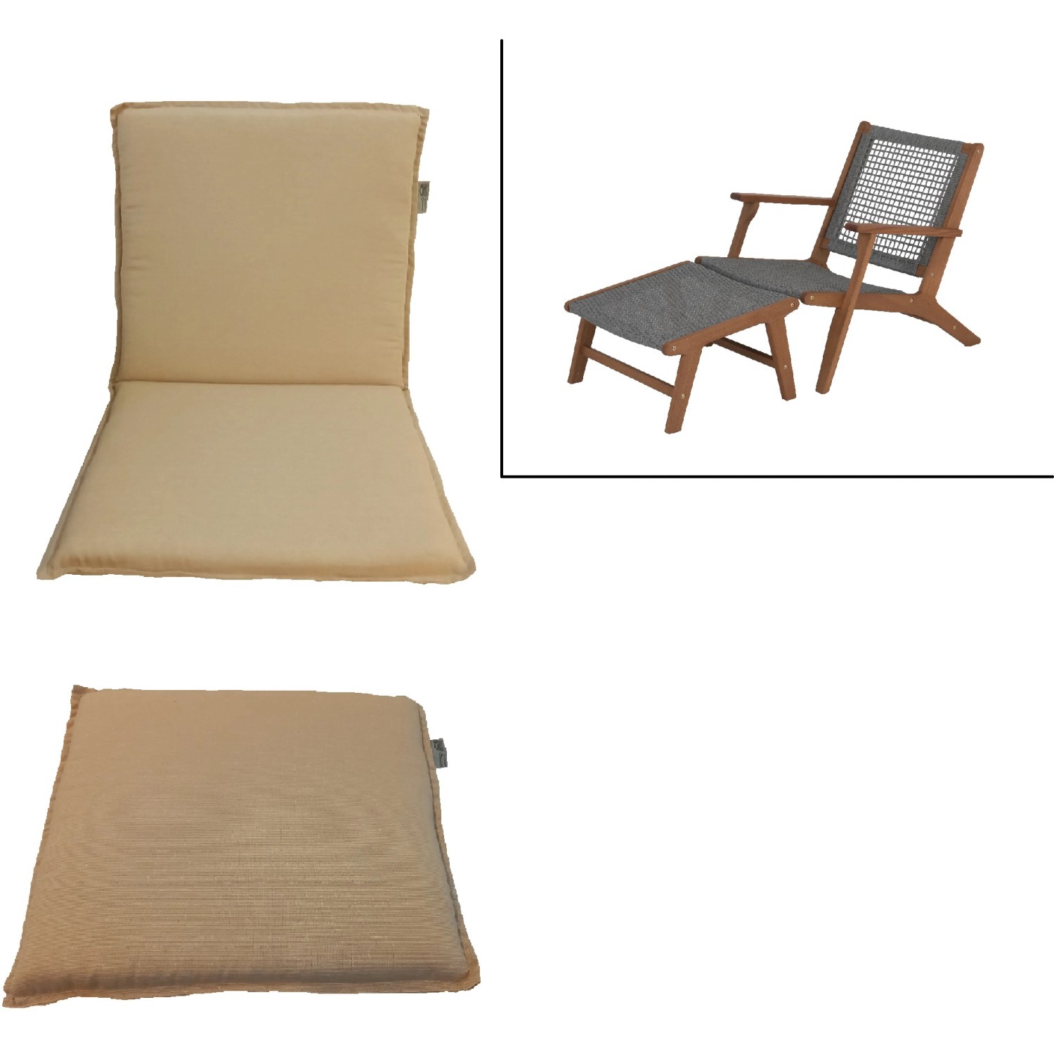 Acamp Sitzauflage Bangkok Beige für Relaxstühle 2-teilig mit separatem Fußt günstig online kaufen