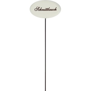 Emailleweißer Kräuterstecker 'Schnittlauch' (30 cm) zur Beet- und Kübelbeschriftung.