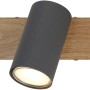 Globo Robby Strahler, 3-flammig, Graphit, Holzoptik, 410x60x120mm. Moderner Spot für GU10 Leuchtmittel.