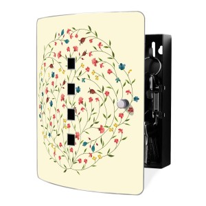 Banjado Schlüsselkasten Edelstahl mit Blumenreigen-Motiv, 24x21,5x7cm, für 10 Schlüssel.