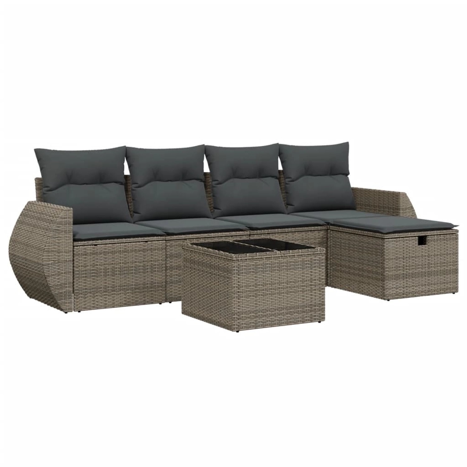 vidaXL 6-Tlg Garten-Sofagarnitur mit Kissen Grau Poly Rattan 3264096 günstig online kaufen