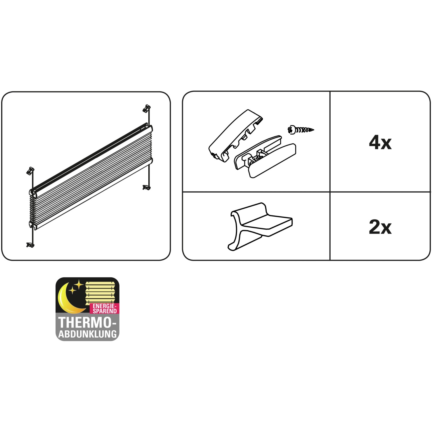Montagehinweis Gardinia Wabenplissee Concept Thermo, weiß, 90x130 cm, mit Zubehör.